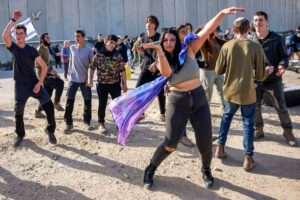 Kamala is blowing the election because ravers are dancing and blocking humanitarian aid while Israel keeps bombing refugee camps.